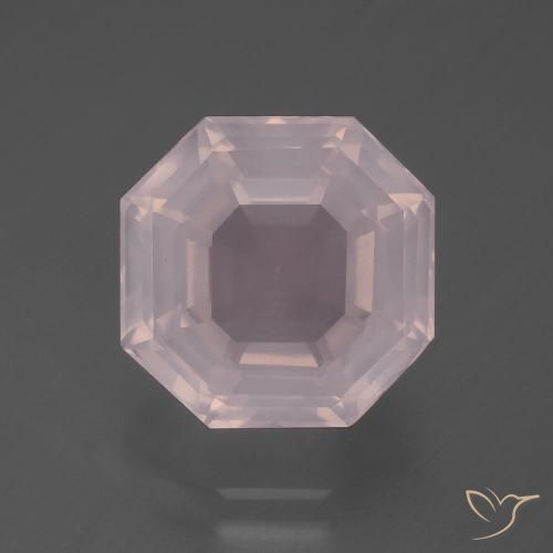 7.28ct 자연스러운 라이트 로즈 핑크 로즈 쿼츠, 에메랄드 컷, 투명한