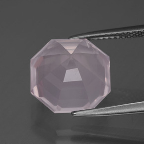7.42캐럿 천연 라이트 로즈 핑크 로즈 쿼츠, 에메랄드 컷, 12×11.8 mm, 투명한