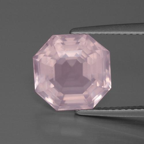 4.67캐럿 천연 라이트 핑크 로즈 쿼츠, 에메랄드 컷, 10.3×10.3 mm, 투명한