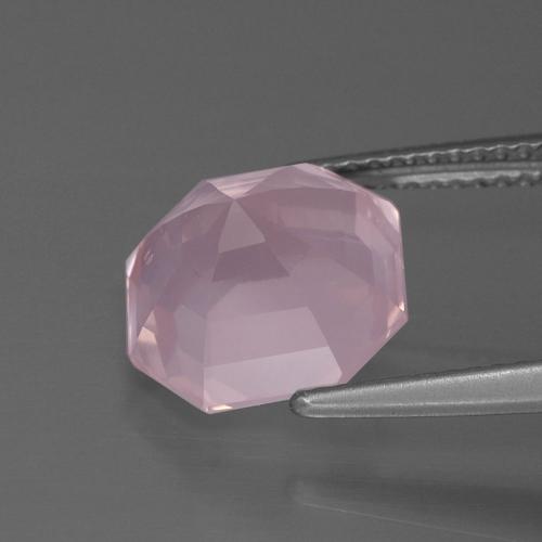 4.67캐럿 천연 라이트 핑크 로즈 쿼츠, 에메랄드 컷, 10.3×10.3 mm, 투명한
