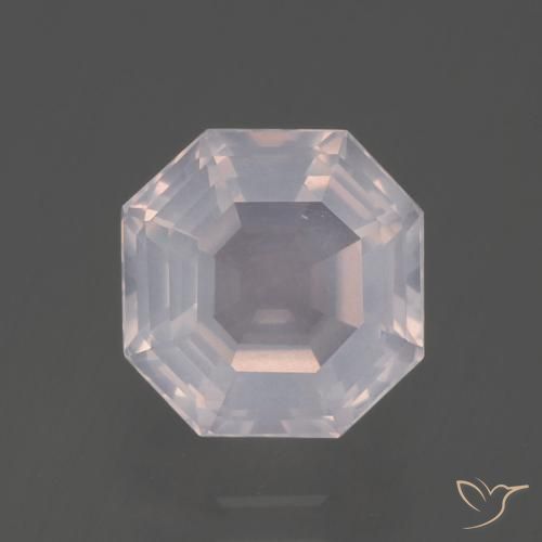 3.05ct 자연스러운 매우 밝은 분홍색 로즈 쿼츠, 에메랄드 컷, 투명한