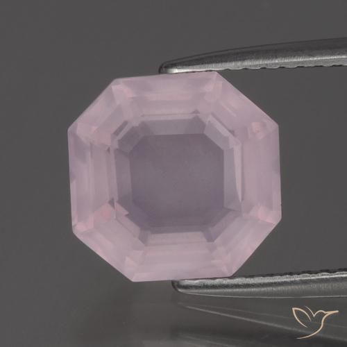 3.57ct 자연스러운 라이트 핑크 로즈 쿼츠, 에메랄드 컷, 투명한