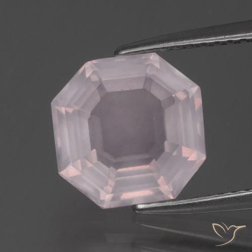 3.45ct 자연스러운 베리 라이트 로즈 핑크 로즈 쿼츠, 에메랄드 컷, 투명한