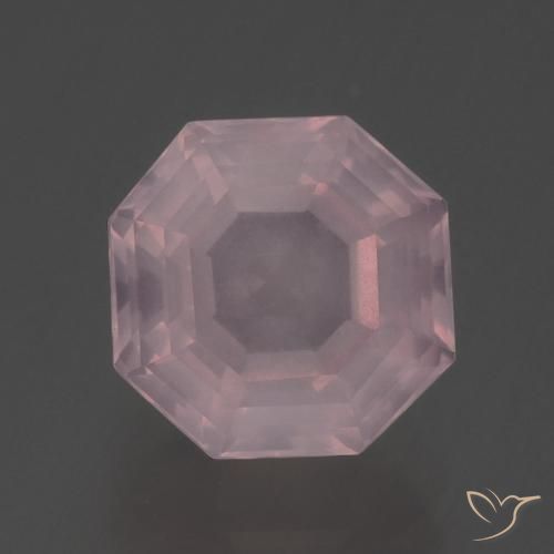 3.56ct 자연스러운 라이트 핑크 로즈 쿼츠, 에메랄드 컷, 투명한