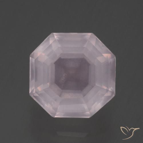 3.32ct 자연스러운 라이트 로즈 핑크 로즈 쿼츠, 에메랄드 컷, 투명한