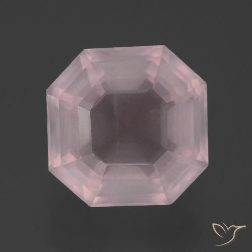 5.88ct 자연스러운 라이트 핑크 로즈 쿼츠, 에메랄드 컷, 투명한