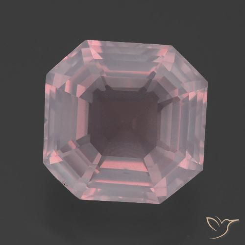 5.75캐럿 천연 로즈 핑크 로즈 쿼츠, 에메랄드 컷, 11.2×11 mm, 투명한