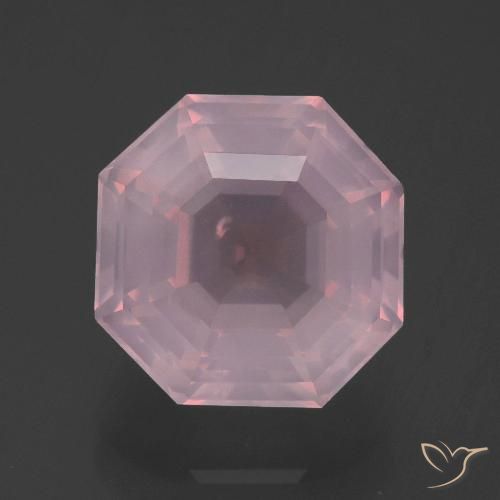 5.64ct 자연스러운 미디엄 로즈 핑크 로즈 쿼츠, 에메랄드 컷, 투명한
