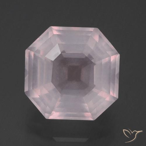 5.92ct 자연스러운 라이트 로즈 핑크 로즈 쿼츠, 에메랄드 컷, 투명한