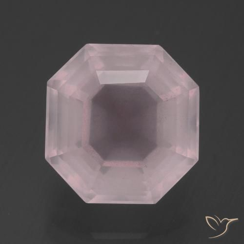5.94ct 자연스러운 라이트 로즈 핑크 로즈 쿼츠, 에메랄드 컷, 투명한