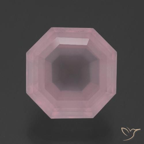 5.86ct 자연스러운 로즈 핑크 로즈 쿼츠, 에메랄드 컷, 투명한