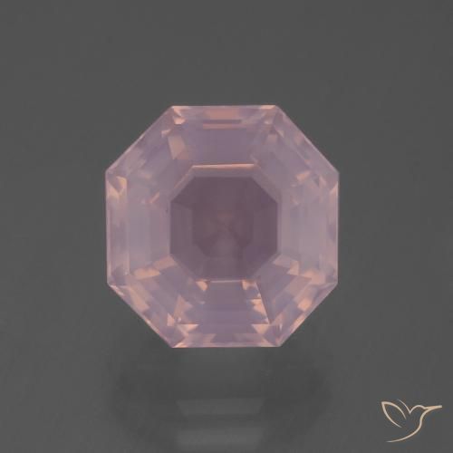 5.77ct 자연스러운 로즈 핑크 로즈 쿼츠, 에메랄드 컷, 투명한