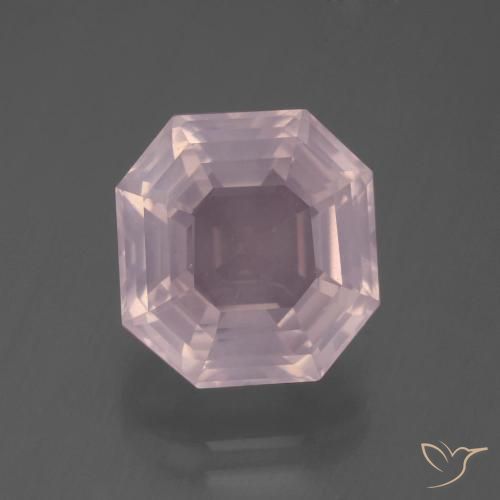 6.77ct 자연스러운 라이트 핑크 로즈 쿼츠, 에메랄드 컷, 투명한
