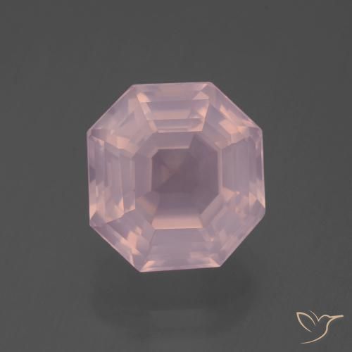6.36캐럿 천연 로즈 핑크 로즈 쿼츠, 에메랄드 컷, 11.4×11.3 mm, 투명한
