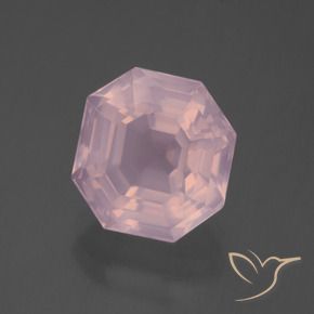 6.36캐럿 천연 로즈 핑크 로즈 쿼츠, 에메랄드 컷, 11.4×11.3 mm, 투명한