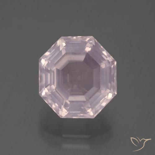 5.71ct 자연스러운 라이트 로즈 핑크 로즈 쿼츠, 에메랄드 컷, 투명한