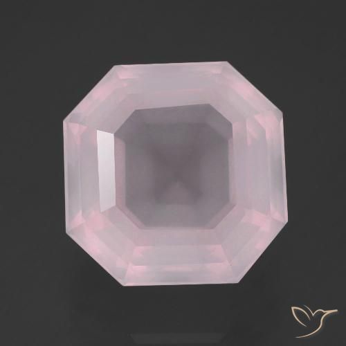 13.75ct 자연스러운 라이트 핑크 로즈 쿼츠, 에메랄드 컷, 투명한