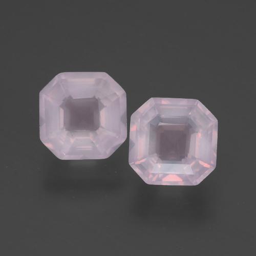 3.07캐럿 천연 라이트 핑크 로즈 쿼츠 보석, 에메랄드 컷, 7.2×7.2 mm, 투명한