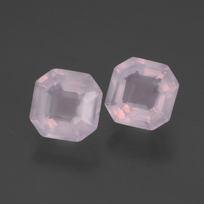 3.07캐럿 천연 라이트 핑크 로즈 쿼츠 보석, 에메랄드 컷, 7.2×7.2 mm, 투명한