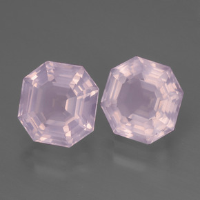 4.99캐럿 천연 라이트 핑크 로즈 쿼츠 보석, 에메랄드 컷, 8.5×8.4 mm, 투명한
