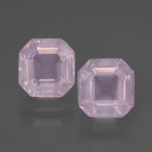 3.59캐럿 천연 라이트 핑크 로즈 쿼츠 보석, 에메랄드 컷, 7.6×7.5 mm, 투명한