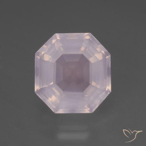 6.79ct 자연스러운 풍선껌 핑크 로즈 쿼츠, 에메랄드 컷, 투명한