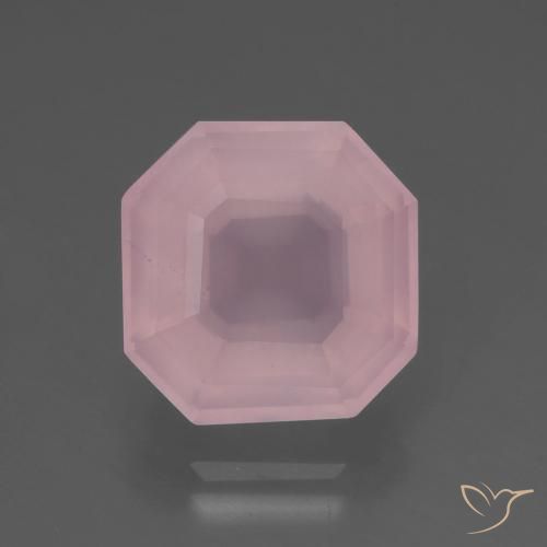 7.07ct 자연스러운 미디엄 핑크 로즈 쿼츠, 에메랄드 컷, 투명한