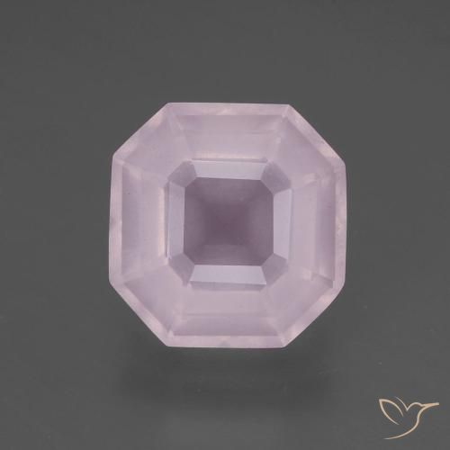 6.13ct 자연스러운 라이트 핑크 로즈 쿼츠, 에메랄드 컷, 투명한