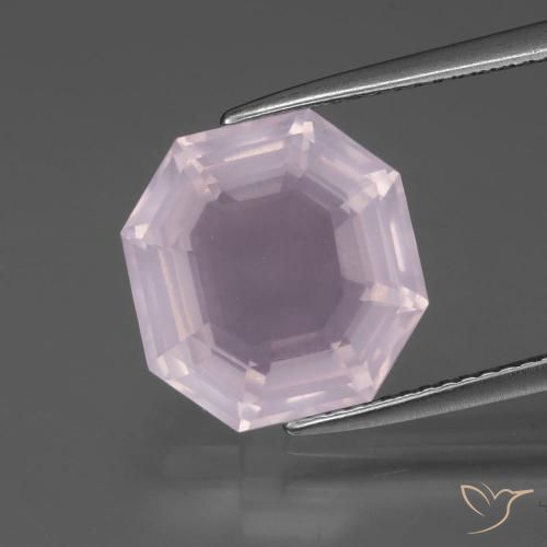 6.67ct 자연스러운 풍선껌 핑크 로즈 쿼츠, 에메랄드 컷, 투명한
