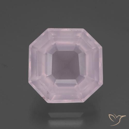 9.44ct 자연스러운 라이트 로즈 핑크 로즈 쿼츠, 에메랄드 컷, 투명한
