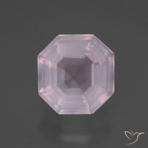 5.44ct 자연스러운 풍선껌 핑크 로즈 쿼츠, 에메랄드 컷, 투명한