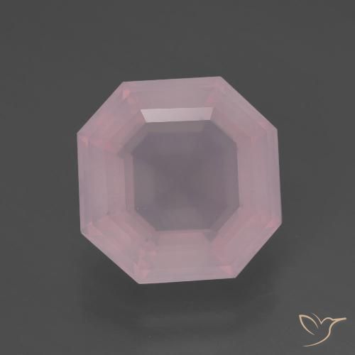 5.74ct 자연스러운 라이트 핑크 로즈 쿼츠, 에메랄드 컷, 투명한