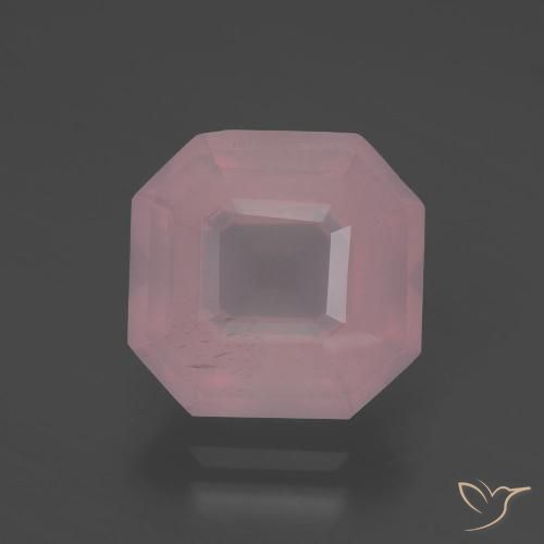 5.14ct 자연스러운 로즈 핑크 로즈 쿼츠, 에메랄드 컷, 투명한
