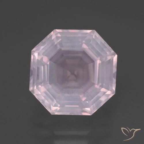 7.38ct 자연스러운 풍선껌 핑크 로즈 쿼츠, 에메랄드 컷, 투명한