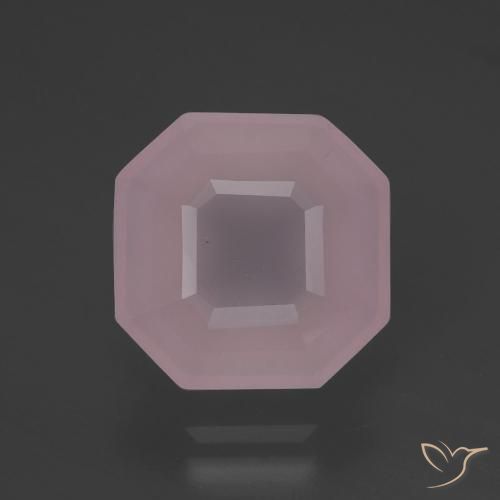5.73ct 자연스러운 라이트 로즈 핑크 로즈 쿼츠, 에메랄드 컷, 투명한