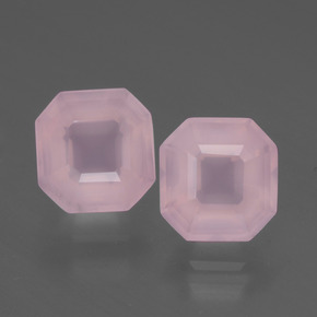 3.77캐럿 천연 로즈 핑크 로즈 쿼츠 보석, 에메랄드 컷, 7.6×7.6 mm, 투명한