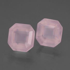 3.77캐럿 천연 로즈 핑크 로즈 쿼츠 보석, 에메랄드 컷, 7.6×7.6 mm, 투명한