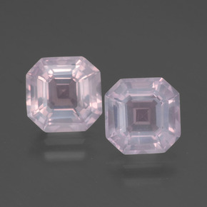 4.15캐럿 천연 풍선껌 핑크 로즈 쿼츠 보석, 에메랄드 컷, 7.9×7.9 mm, 투명한
