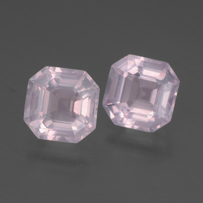 4.15캐럿 천연 풍선껌 핑크 로즈 쿼츠 보석, 에메랄드 컷, 7.9×7.9 mm, 투명한