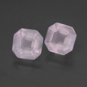3.47캐럿 천연 베리 라이트 로즈 핑크 로즈 쿼츠 보석, 에메랄드 컷, 7.6×7.6 mm, 투명한