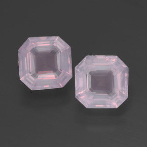 캐럿 천연 핑크 로즈 쿼츠 보석, 에메랄드 컷, 7.9×7.9 mm, 투명한