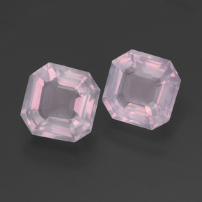 캐럿 천연 핑크 로즈 쿼츠 보석, 에메랄드 컷, 7.9×7.9 mm, 투명한