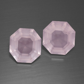 8.87캐럿 천연 풍선껌 핑크 로즈 쿼츠 보석, 에메랄드 컷, 10.6×10.3 mm, 투명한