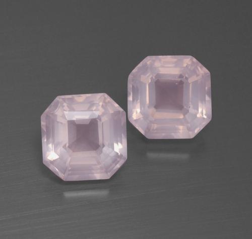 3.76캐럿 천연 라이트 핑크 로즈 쿼츠 보석, 에메랄드 컷, 7.7×7.6 mm, 투명한