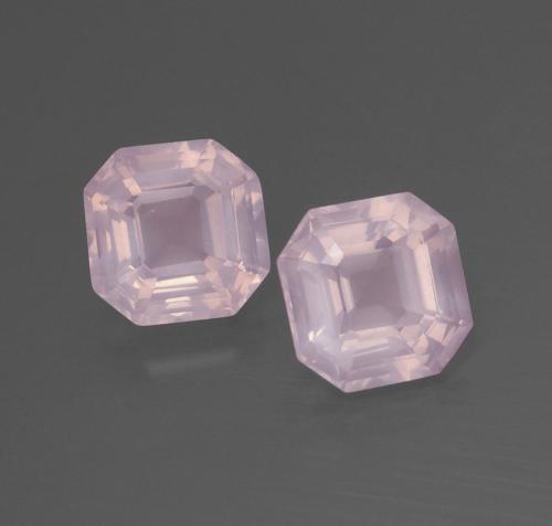 3.76캐럿 천연 라이트 핑크 로즈 쿼츠 보석, 에메랄드 컷, 7.7×7.6 mm, 투명한