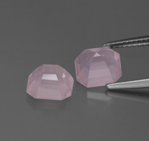 3.76캐럿 천연 라이트 핑크 로즈 쿼츠 보석, 에메랄드 컷, 7.7×7.6 mm, 투명한