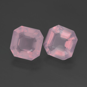 4.27캐럿 천연 라이트 체리 핑크 로즈 쿼츠 보석, 에메랄드 컷, 8.3×8.2 mm, 투명한