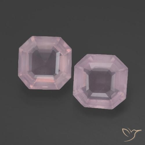 4.12캐럿 천연 라이트 핑크 로즈 쿼츠 보석, 에메랄드 컷, 8.4×8.3 mm, 투명한