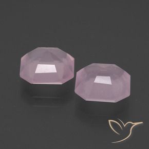4.12캐럿 천연 라이트 핑크 로즈 쿼츠 보석, 에메랄드 컷, 8.4×8.3 mm, 투명한
