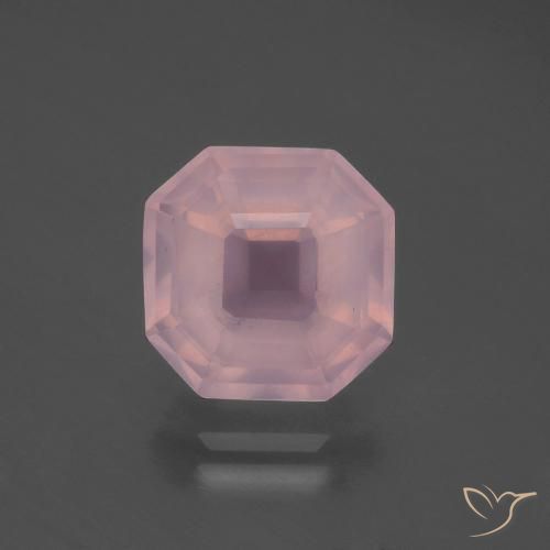 4.95ct 자연스러운 미디엄 핑크 로즈 쿼츠, 에메랄드 컷, 투명한